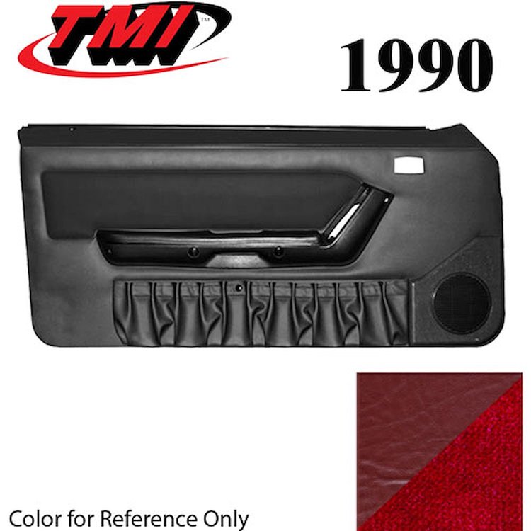 10-73220-6244-57-244 SCARLET RED 1990-92 - 1992 MUSTANG COUPE & HATCHBACK DOOR PANELS MANUAL WINDOWS WITH VELOUR INSERTS
