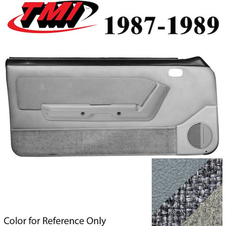 10-73227-953-56-857 MEDIUM SMOKE GRAY - 1987-89 MUSTANG COUPE & HATCHBACK DOOR PANELS MANUAL WINDOWS WITH VELOUR INSERTS