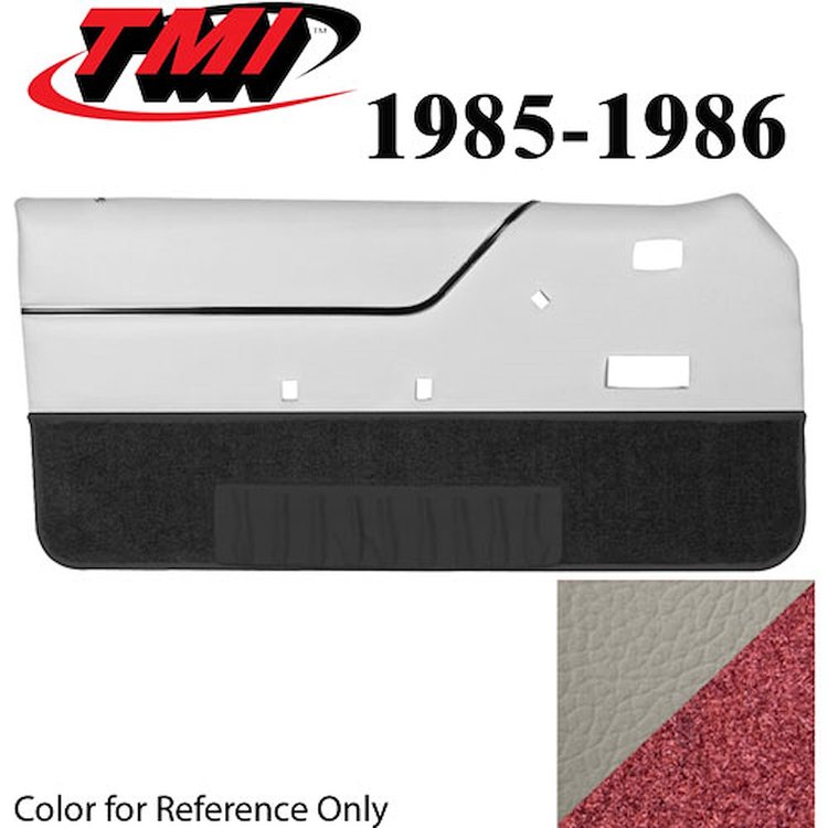 10-74105-997-7P-7298 OXFORD WHITE WITH RED - 1985-86 MUSTANG CONVERTIBLE DOOR PANELS POWER WINDOWS POWER DOOR LOCKS