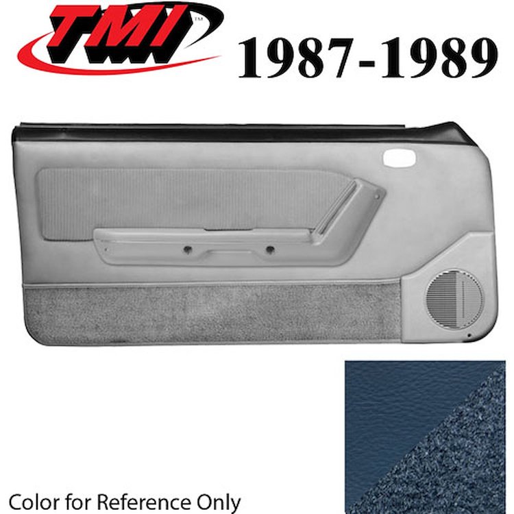10-74107-968-68-9304 REGATTA BLUE - 1987-89 MUSTANG CONVERTIBLE DOOR PANELS POWER WINDOWS WITH VINYL INSERTS