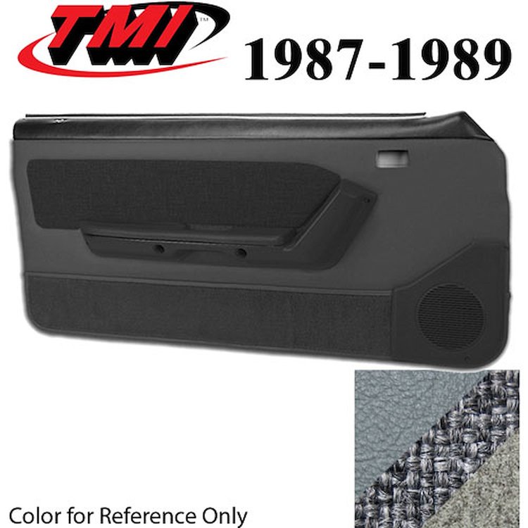 10-74117-953-71-857 MEDIUM SMOKE GRAY - 1987-89 MUSTANG CONVERTIBLE DOOR PANELS POWER WINDOWS WITH TWEED INSERTS