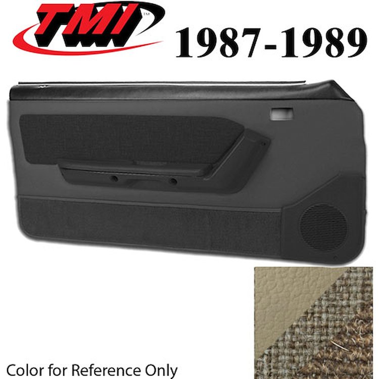 10-74117-973-74-906 SAND BEIGE - 1987-89 MUSTANG CONVERTIBLE DOOR PANELS POWER WINDOWS WITH TWEED INSERTS