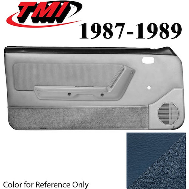 10-74127-968-58-9304 REGATTA BLUE - 1987-89 MUSTANG CONVERTIBLE DOOR PANELS POWER WINDOWS WITH VELOUR INSERTS