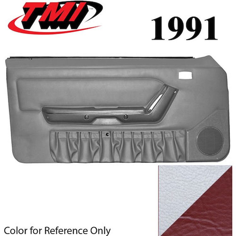 10-74201-965-6244 WHITE WITH SCARLET RED 1990-92 - 1996 MUSTANG CONVERTIBLE DOOR PANELS MANUAL WINDOWS WITH VINYL INSERTS
