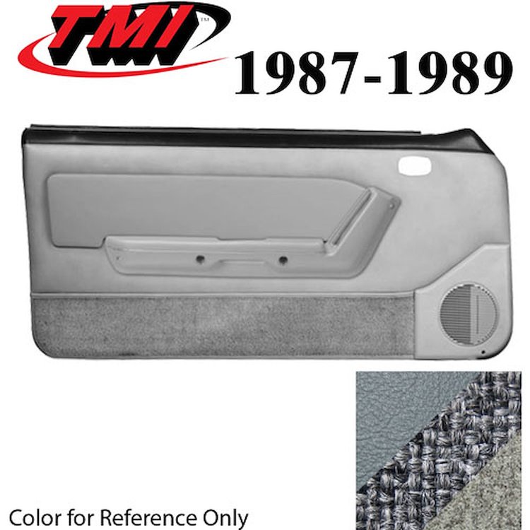 10-74217-953-71-857 MEDIUM SMOKE GRAY - 1987-89 MUSTANG CONVERTIBLE DOOR PANELS MANUAL WINDOWS WITH TWEED INSERTS