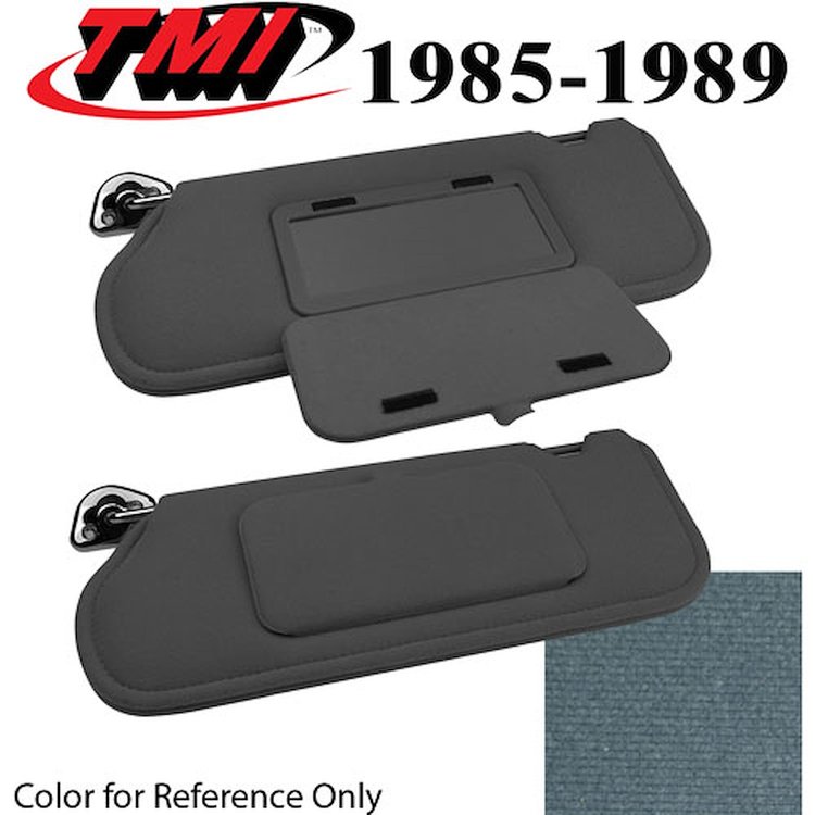 21-73005-1827 REGATTA BLUE 1985-89 - 1985-93 MUSTANG SUNVISORS WITH MIRRORS STANDARD CLOTH