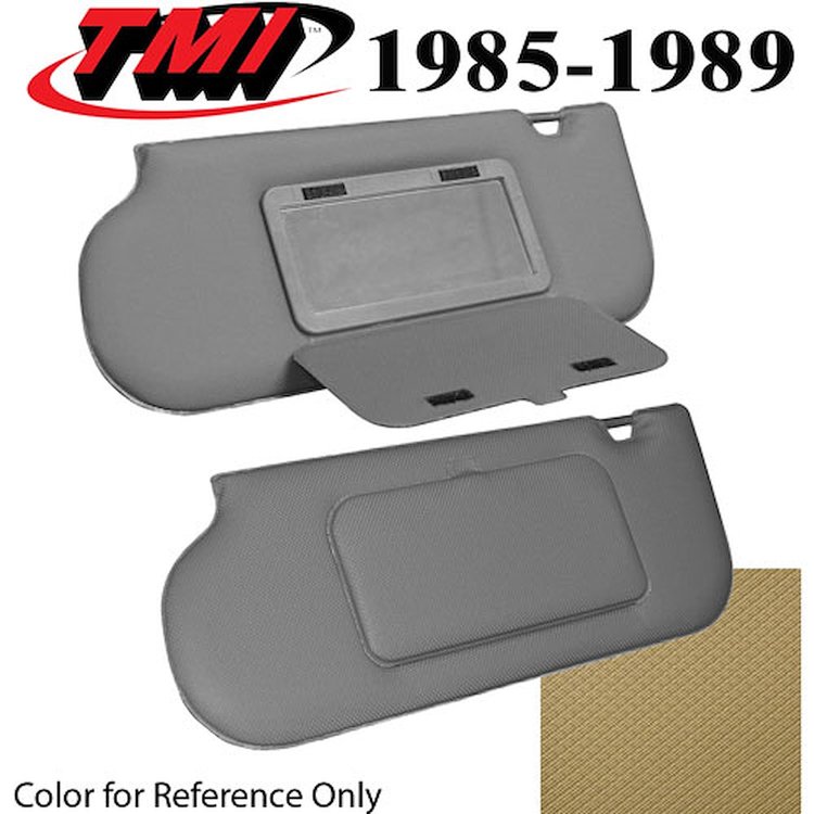 21-73006-1435 SAND BEIGE 1985-89 - 1985-93 SUNROOF/T-TOP MUSTANG SUNVISORS STD VINYL W/MIRRORS