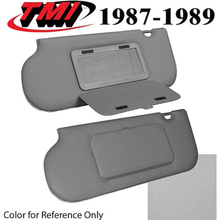 21-73006-1514 MED. SMOKE GRAY 1987-89 - 1985-93 SUNROOF/T-TOP MUSTANG SUNVISORS STD VINYL W/MIRRORS
