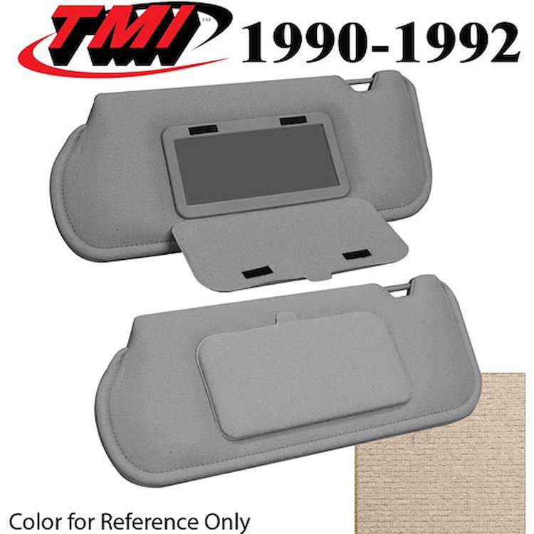 21-73016-1891 TITANIUM GRAY 1990-92 - 1990-93 SUNROOF MUSTANG SUNVISORS OPTIONAL CLOTH W/MIRRORS