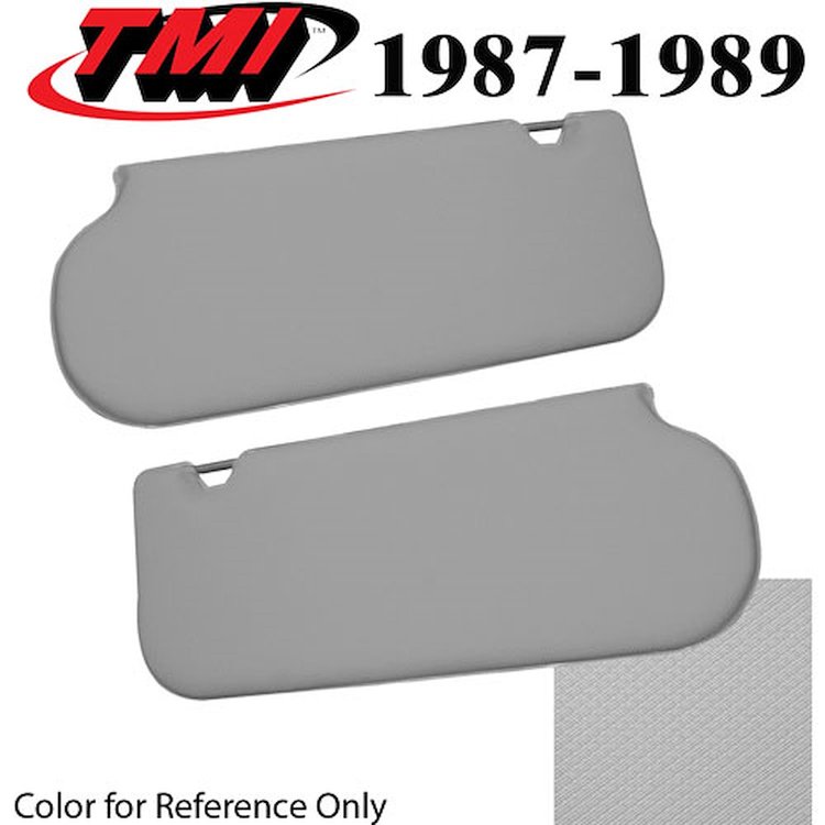 21-73206-1514 MED. SMOKE GRAY 1987-89 - 1985-88 T-TOP/SUNROOF MUSTANG SUNVISORS VINYL W/O MIRROR NOT OE