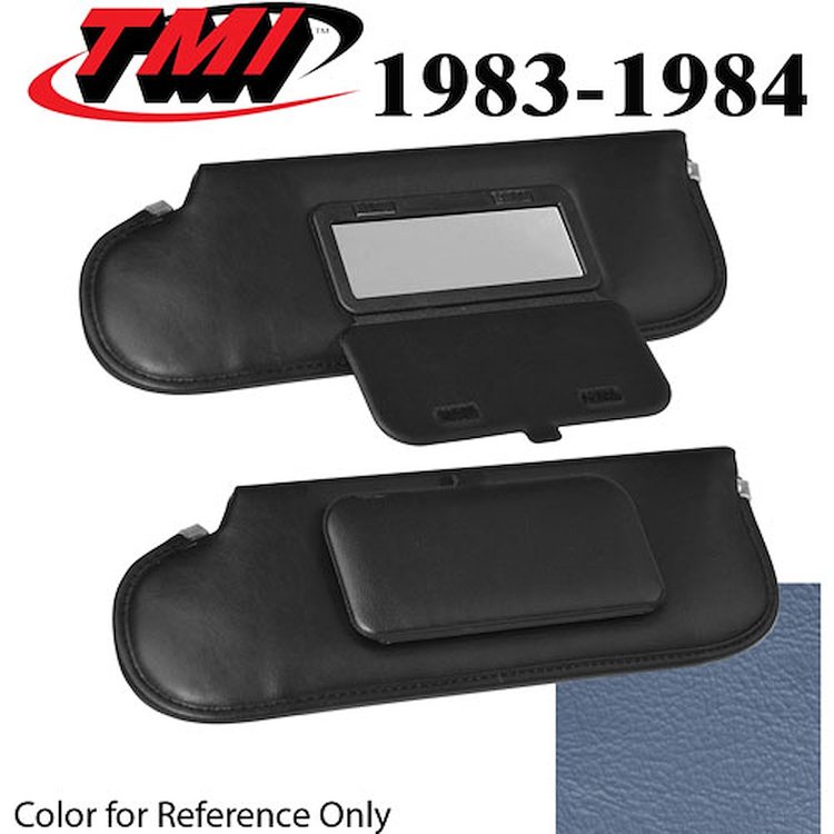 21-74003-970 ACADEMY BLUE 1983-84 - 1983-86 CONVT. MUSTANG SUNVISORS WITH MIRRORS SEAT VINYL