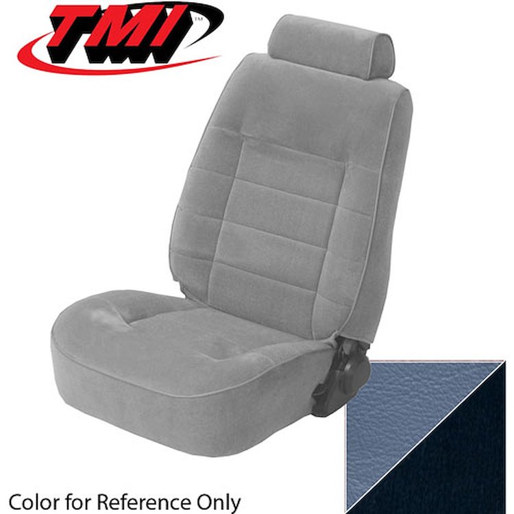 43-73223-970-58 ACADEMY BLUE 1983-84 FB - 1983-84 MUSTANG GLX/GT COUPE STANDARD LOW BACK BUCKET CLOTH FACE W/ VINYL SIDES