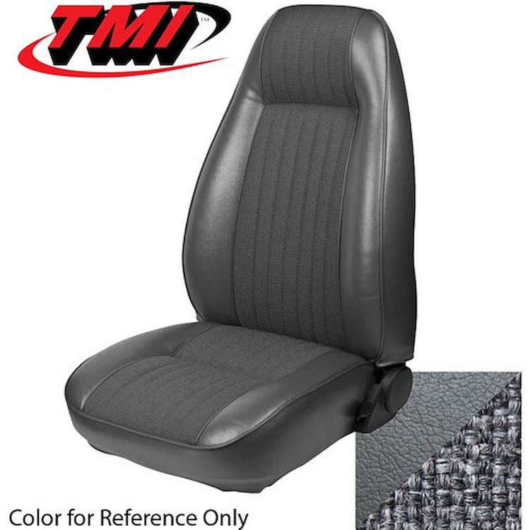 43-73424-955-71 CHARCOAL 1984-86 BA - 1983-84 MUSTANG COUPE STANDARD HIGH BACK BUCKETS SEATS CLOTH W/ VINYL TRIM