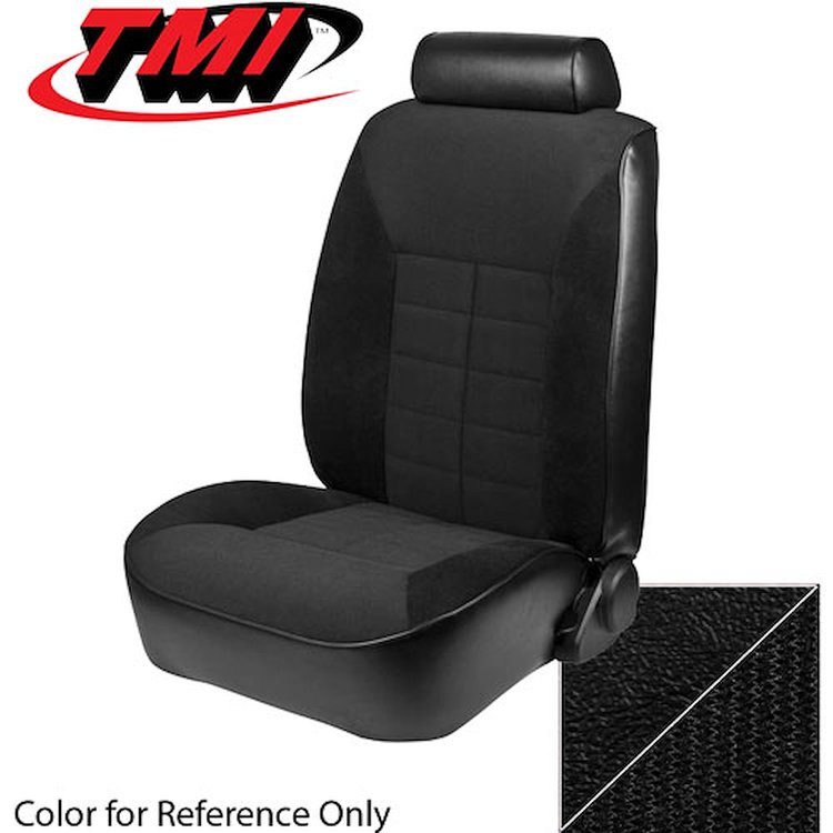 43-73821-958-51-51R BLACK 1979-83 FA - 1981 MUSTANG GHIA & 1982 GT COUPE STANDARD LOW BACK BUCKET CLOTH W/ VINYL SIDES