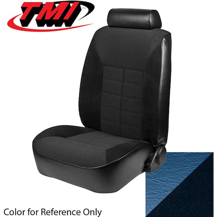 43-73821-975-58-58 WEDGEWOOD BLUE 1979-80 FB - 1981 MUSTANG GHIA & 1982 GT COUPE STANDARD LOW BACK BUCKET CLOTH W/ VINYL SIDES