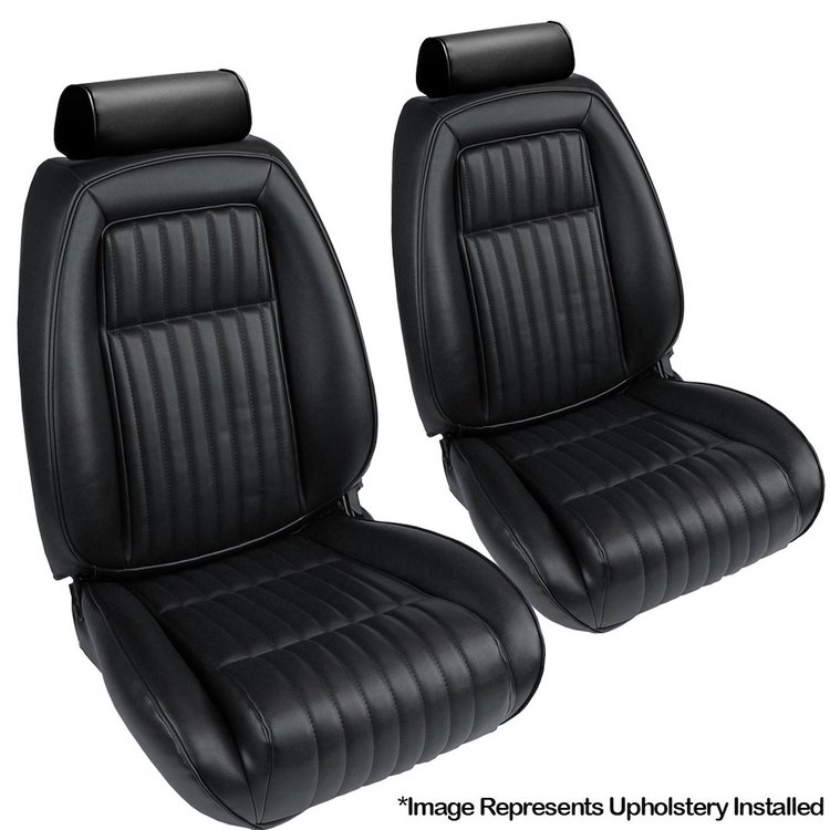43-74622-958 BLACK 1990-92 CJ - 1992-93 MUSTANG CONVERTIBLE GT & LX SEAT UPHOLSTERY WITHOUT PULL-OUT KNEE BOLSTERS VINYL