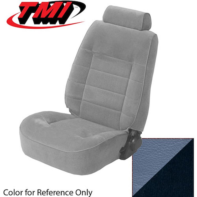 43-75323-970-58 ACADEMY BLUE 1983-84 FB - 1983 MUSTANG GLX/GT HATCHBACK STANDARD LOW BACK BUCKET CLOTH FACE W/ VINYL SIDES