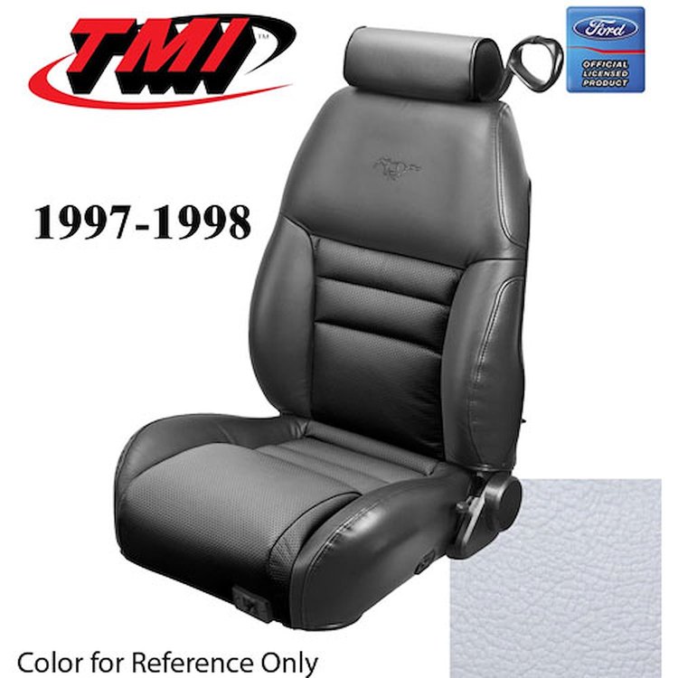 43-76327-965-PONY 1997-98 MUSTANG GT COUPE FULL SET OXFORD WHITE VINYL NON-OE UPHOLSTERY FRONT & REA