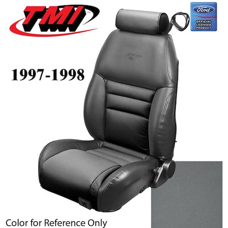 43-76327-6687-PONY 1997-98 MUSTANG GT COUPE FULL SET OPAL GRAY VINYL NON-OE UPHOLSTERY FRONT & REA R