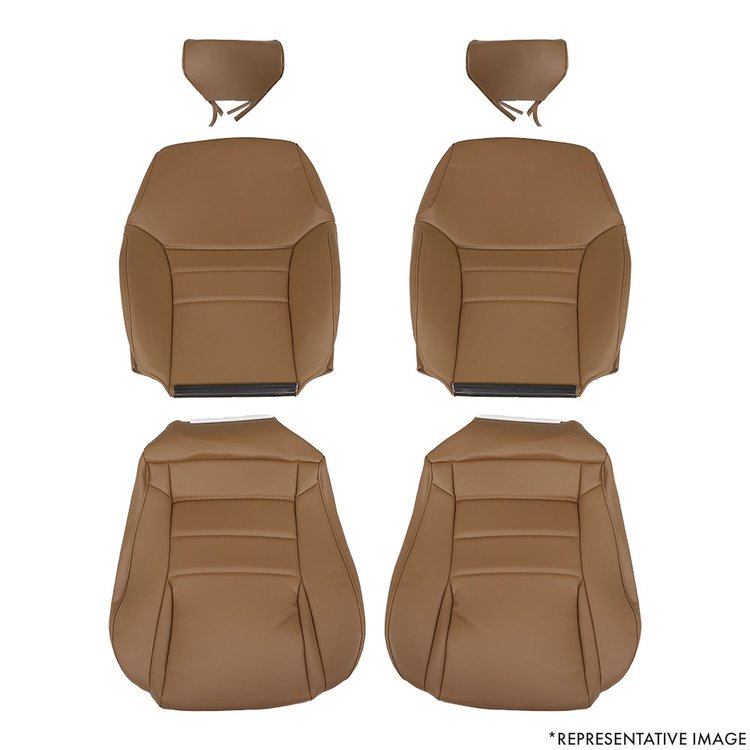 43-76308-6873 1998 MUSTANG GT FRONT BUCKET SEAT SADDLE VINYL UPHOLSTERY SMALL HEADREST COVERS INCLUDED