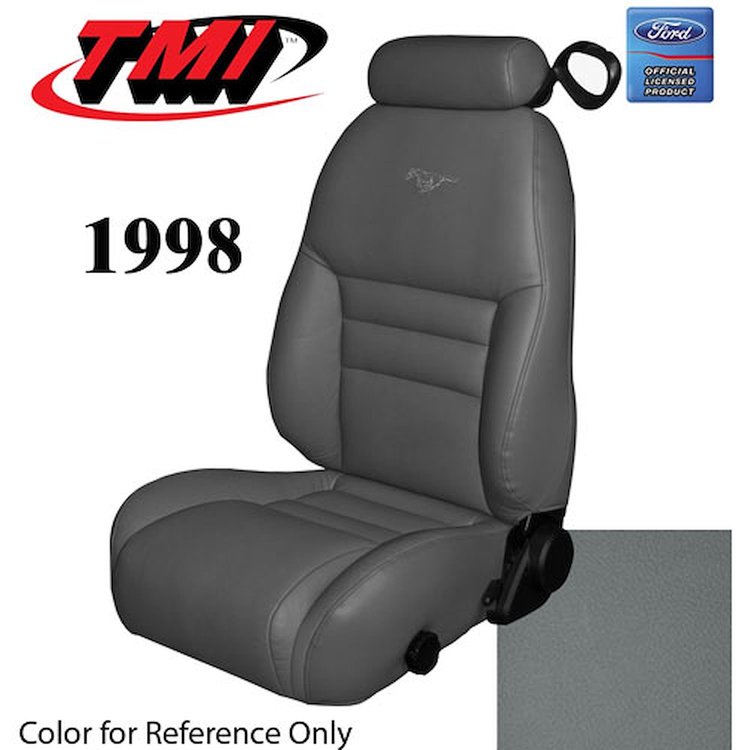 43-76328-6687-PONY 1998 MUSTANG GT COUPE FULL SET OPAL GRAY VINYL UPHOLSTERY FRONT & REAR WITH EMBRO