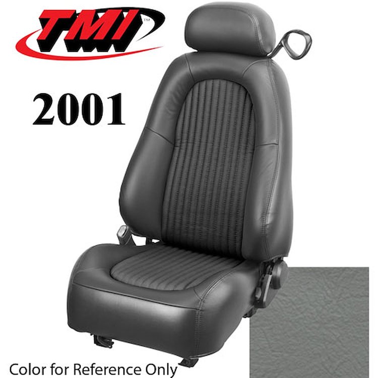 43-76801-6890-6890P 2001 MUSTANG BULLITT FRONT BUCKET SEAT MEDIUM GRAPHITE VINYL UPHOLSTERY WITH PERFORATED VINYL INSERTS