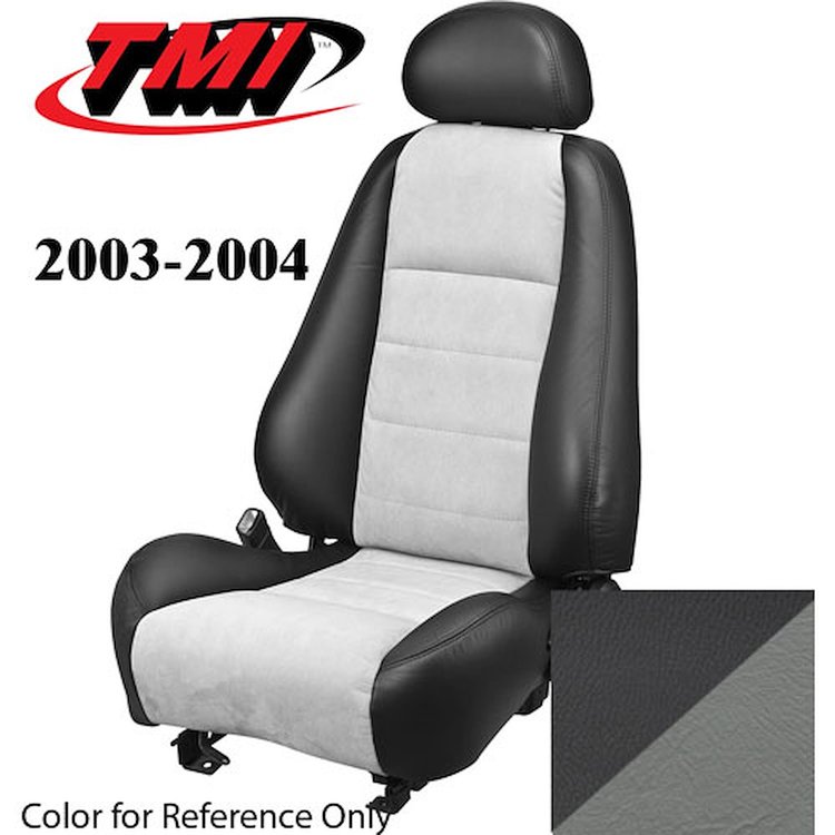 43-76503-6042-7042 2003-04 MUSTANG COBRA FRONT BUCKET SEATS DARK CHARCOAL VINYL UPHOLSTERY WITH MED. GRAPHITE UNISUEDE INSERTS