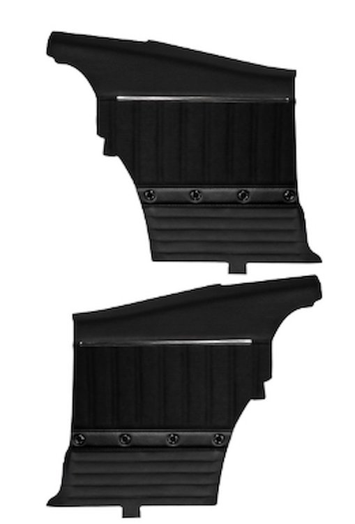 11-80019-2295-99-RS-SGR Standard Sport XR Rear Quarter Panels 1968-1969 Chevy Camaro [Black Madrid Vinyl - Black Suede w/ Red St
