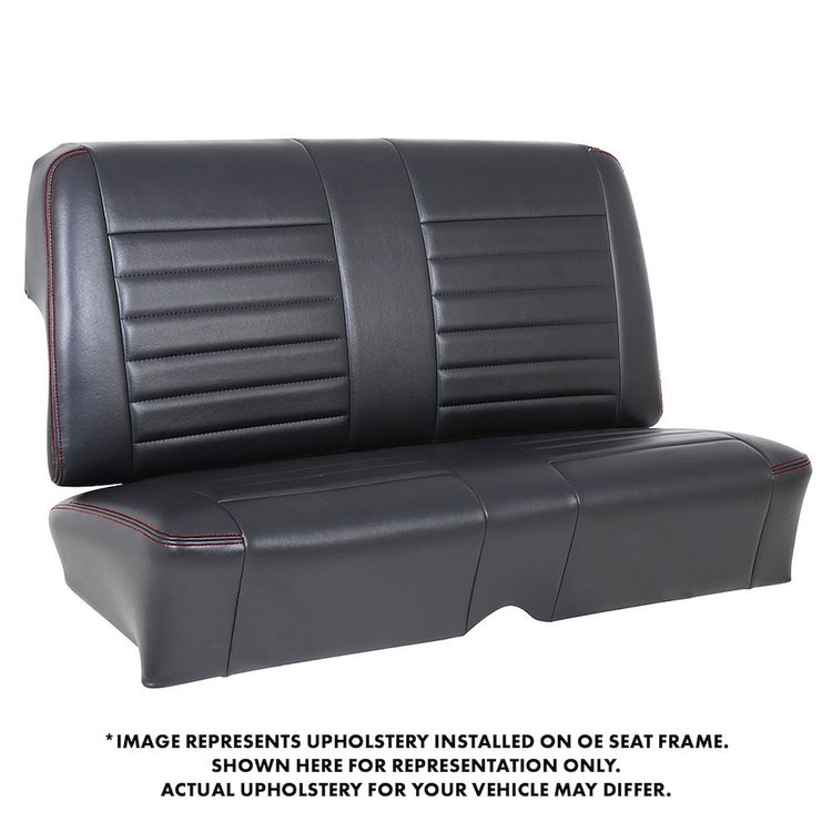 46-70806-2295-RS Rear Seat Upholstery Cruiser Collection 1971-1973 Ford Mustang Convertible [Black Madrid Vinyl w/Red Stitch]