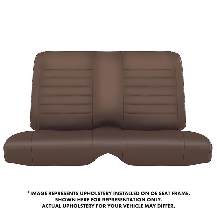 46-70810-511-WS Rear Seat Upholstery Cruiser Collection 1965-1973 Ford Mustang Fastback [Saddle Brown Yinyl w/White Stitch]