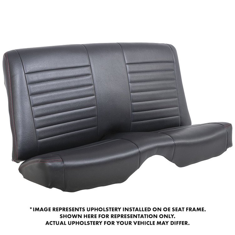 46-80800-2295-RS 53 in. Rear Seat Upholstery Cruiser Collection 1967-69 Chevy Camaro Coupe [Black Madrid Vinyl w/Red Stitch]