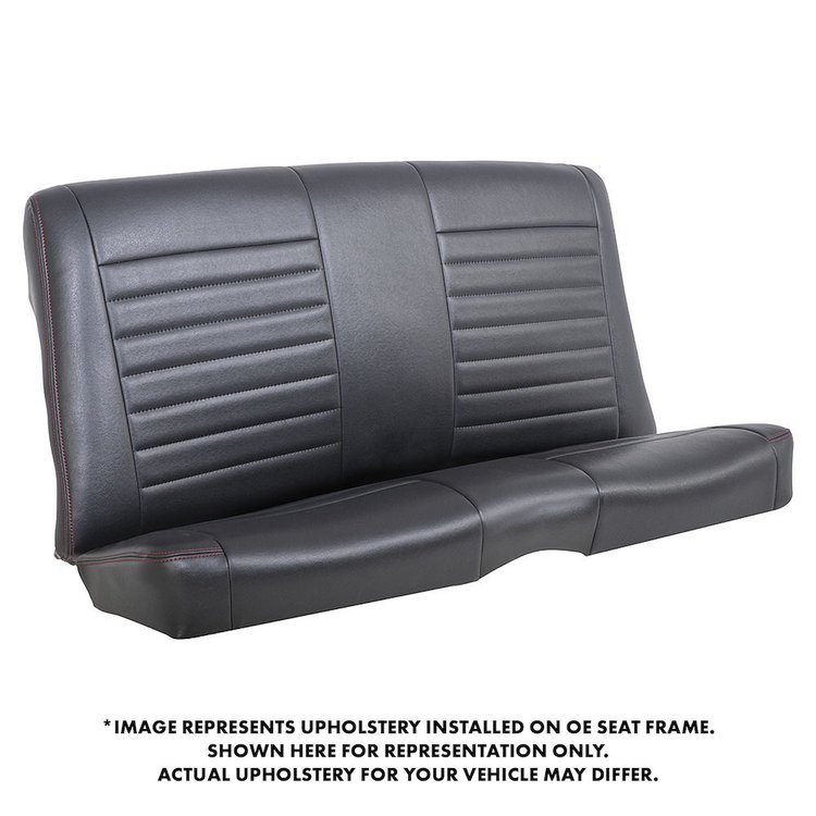 46-82801-2295-RS Rear Seat Upholstery Cruiser Collection 1966-1967 Chevy Chevelle Hardtop [Black Madrid Vinyl w/Red Stitch]