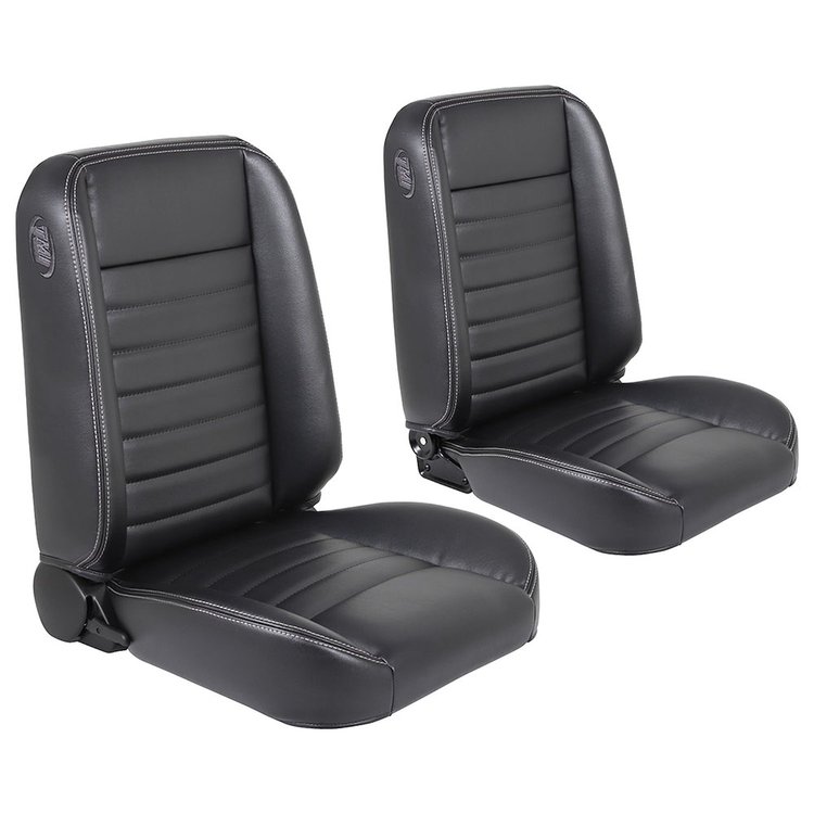 47-9250-2295-WS Pro-Classic Bucket Seats Cruiser Collection Universal [Black Madrid Vinyl w/White Stitch]
