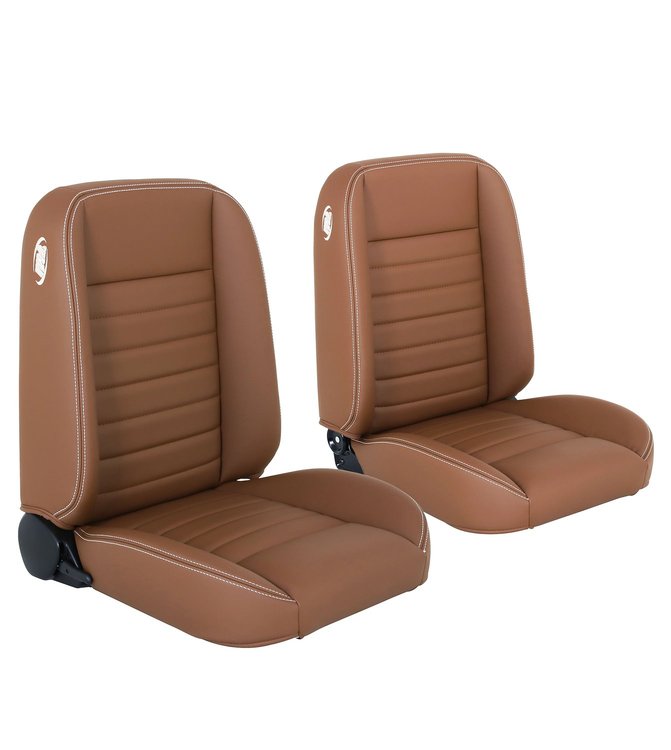 47-9250-511-WS Pro-Classic Bucket Seats Cruiser Collection Universal [Saddle Brown Yinyl w/White Stitch]