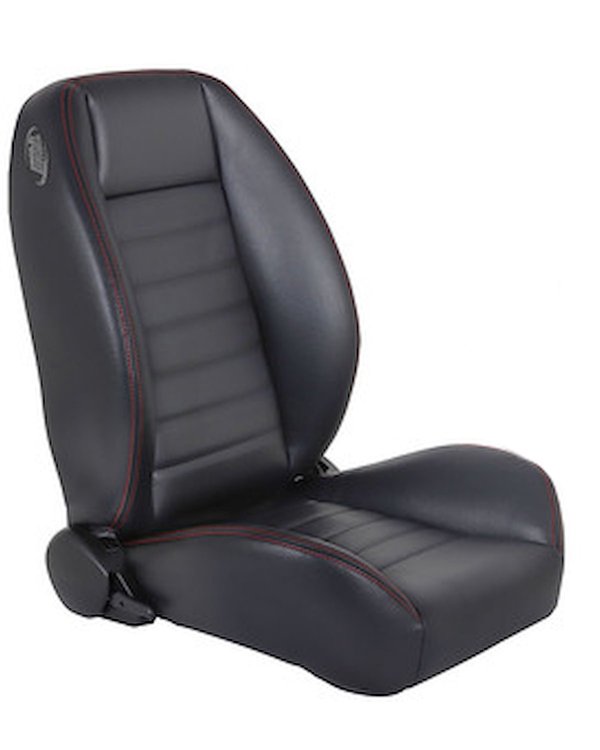 47-9251-2295-RS Pro-Low Back Bucket Seat Cruiser Collection Universal [Black Madrid Vinyl w/Red Stitch]
