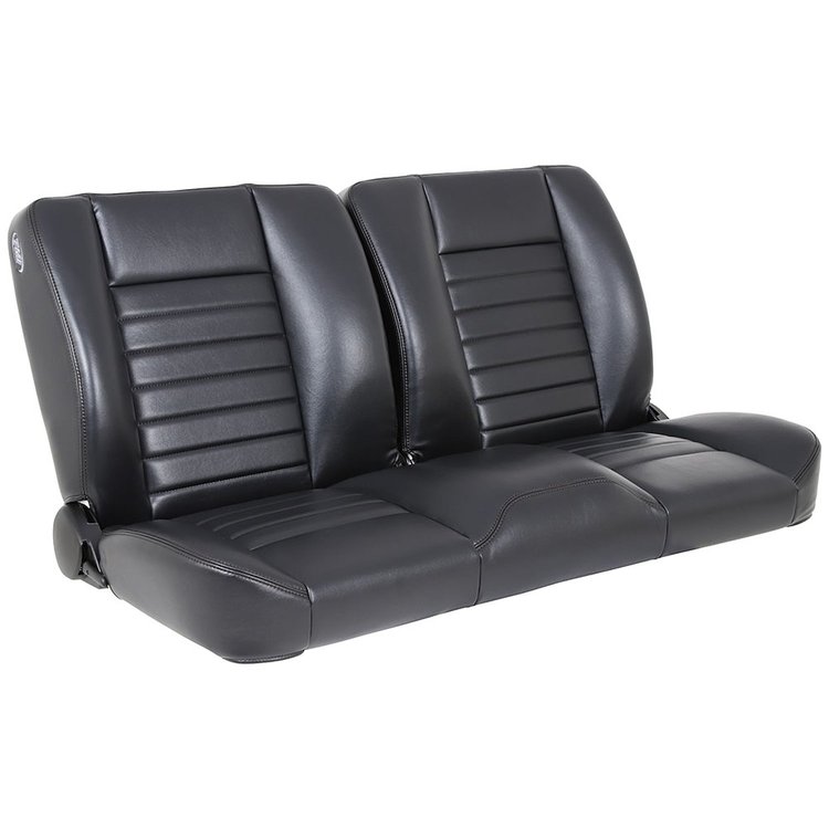 47-9252-2295-BKS 55 in. Split Back Bench Seat Cruiser Collection Universal [Black Madrid Vinyl w/Black Stitch]