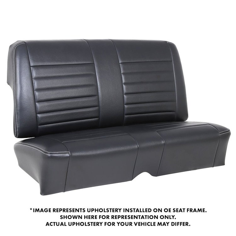 46-84801-2295-WS Rear Seat Upholstery Cruiser Collection 1966-1967 Chevy Chevy II Hardtop [Black Madrid Vinyl w/White Stitch]