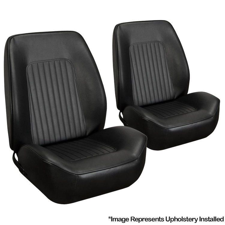 43-80707-2295 Front Sport II Bolstered Upholstery, OE Pattern  1967-1968 Chevy Camaro Coupe, Black Madrid Vinyl