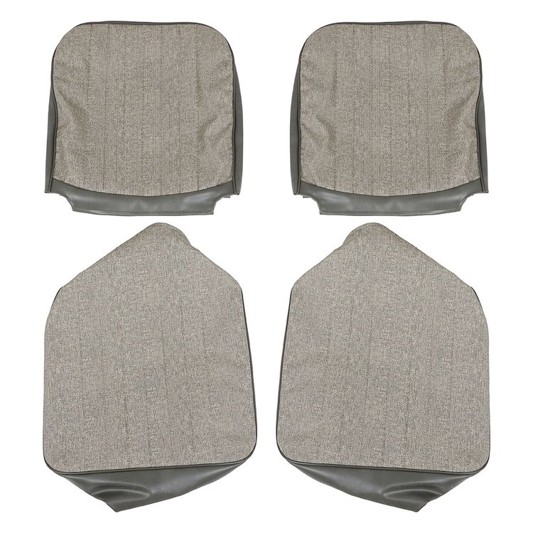 43-2112-328-334 Front Seat Upholstery, OE Pattern  1954-1967 Volkswagen Bus, Dk. Gray Vintage Vinyl, Gray Vintage Mesh Vinyl