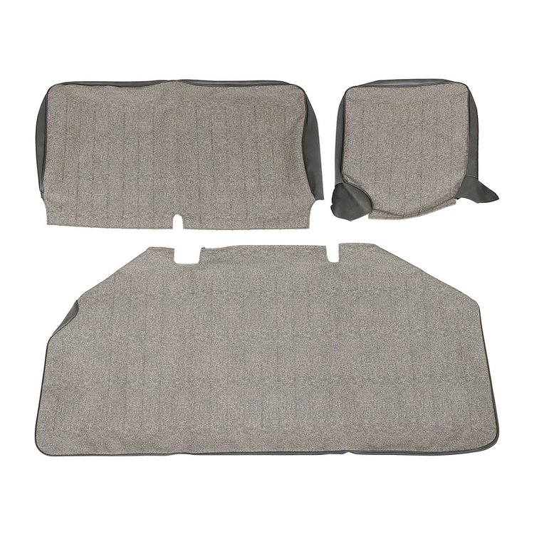 43-2125-328-334 Rear Seat Upholstery, OE Pattern  1964-1967 Volkswagen Bus, Dk. Gray Vintage Vinyl, Gray Vintage Mesh Vinyl