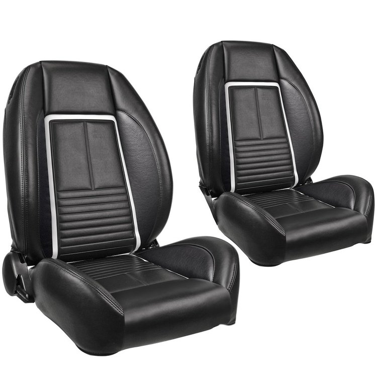 47-8002-2295-2S Pro-Low Back Bucket Seats, Deluxe Style Pattern 1967 Chevy Camaro Coupe, Black Madrid Vinyl