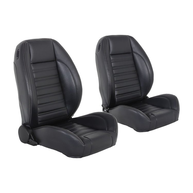 47-9000-2295-GS Pro-Low Back Bucket Seats, Sport Pattern Black Madrid Vinyl W/Gray Stitch