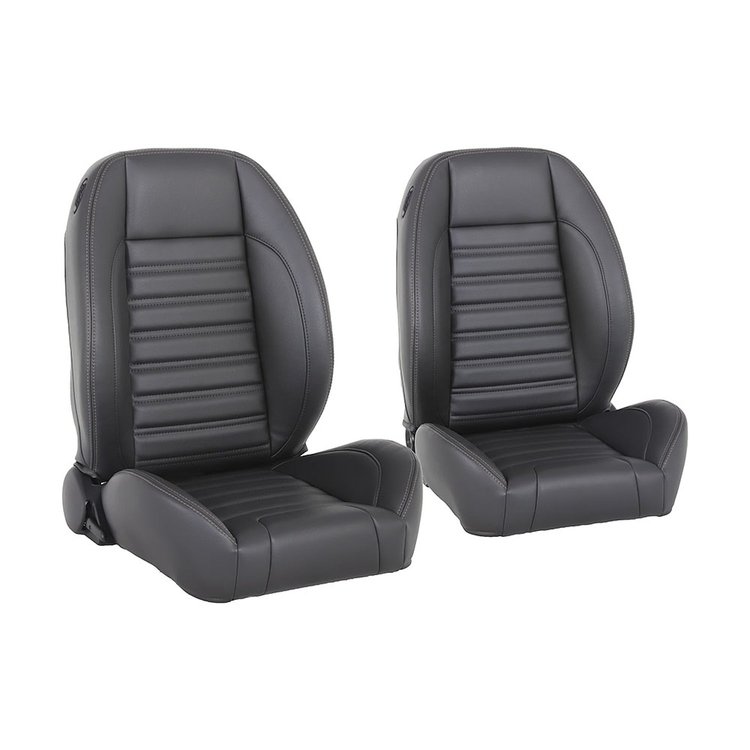 47-9000-6525-GS Pro-Low Back Bucket Seats, Sport Pattern  Charcoal Black Verona Vinyl W/Gray Stitch