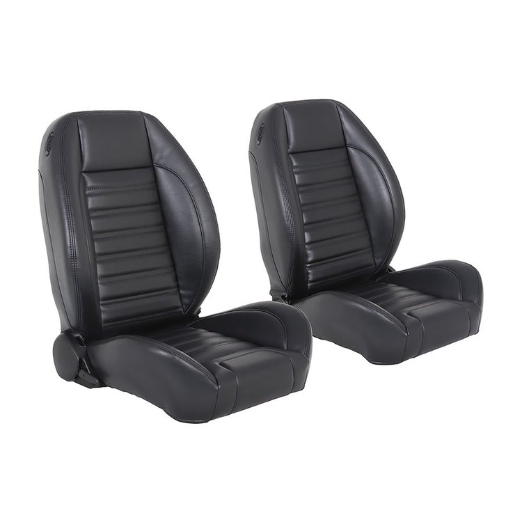 47-9000-958-BKS Pro-Low Back Bucket Seats, Sport Pattern  Black Sierra Vinyl W/Black Stitch