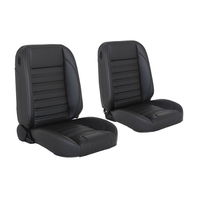 47-9700-6525-GS Pro-Classic Bucket Seats, Sport Pattern Charcoal Black Verona Vinyl W/Gray Stitch