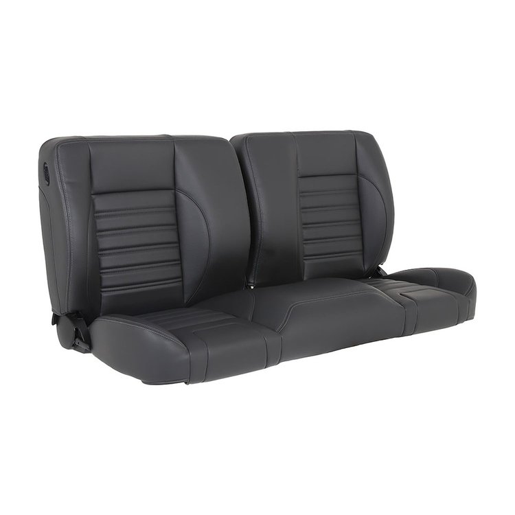 47-9701-6525-GS 60" Split Back Bench Seat, Sport Pattern Charcoal Black Verona Vinyl W/Gray Stitch