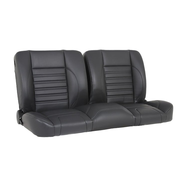 47-9740-6525-GS 55" Split Back Bench Seat, Sport Pattern Charcoal Black Verona Vinyl W/Gray Stitch