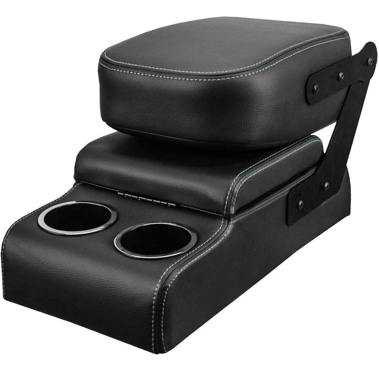 47-9800-6525-WS Buddy Seat Console, Sport Pattern Charcoal Black Verona Vinyl W/White Stitch