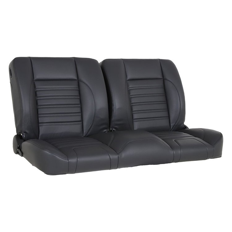 47-9740-6525-BKS 55" Split Back Bench Seat, Sport Pattern Universal, Charcoal Black Verona Vinyl W/Black Stitch