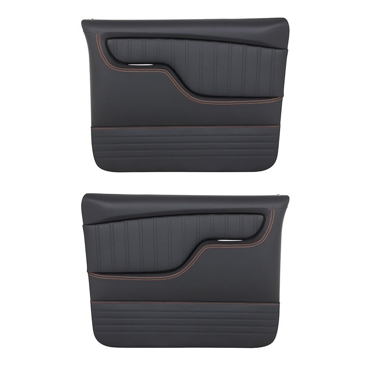 11-83003-6525-OS Front Molded Door Panels, Sport Pattern 1967-1972 Chevy/GMC Truck/Blazer/Jimmy, Charcoal Black Verona Vinyl